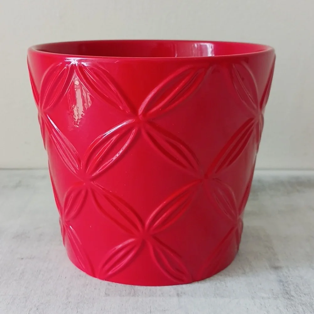 Ikea VTG Ceramic Plants Pot Red
